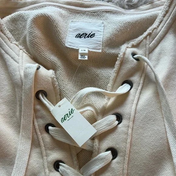 NWT Aerie Cream Criss Cross Sweater - Picture 9 of 9